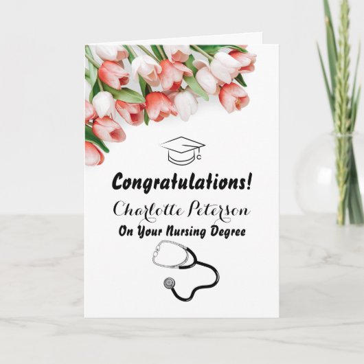 Elegant roze Tulip zuster Afstuderen gefeliciteerd Kaart (Voorkant)