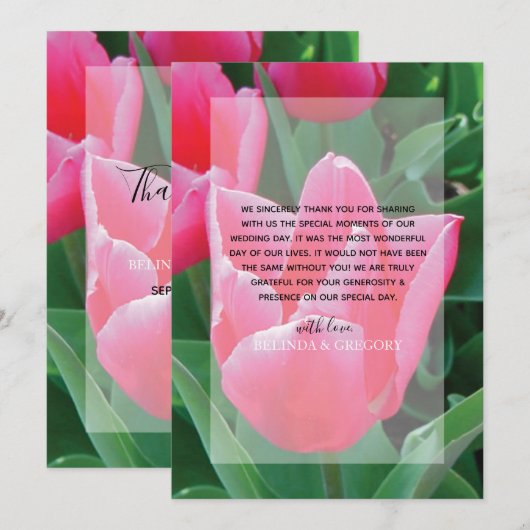 Elegant roze tulpen bruiloft Hartelijk dank Bedankkaart (Voorkant / Achterkant)