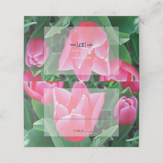 Elegant roze tulpen bruiloft plaatskaartje (Buitenkant ongevouwen)