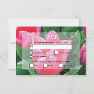 Elegant roze tulpen die RSVP-Kaarten verbranden RSVP Kaartje