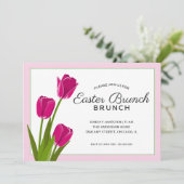 Elegant roze tulpen | Pasen Brunch Kaart (Staand voorkant)