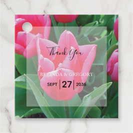 Elegant roze tulpen Weddenschap Gift Bedankjes Labels