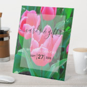 Elegant roze tulpen Weddenschappen en cadeaus Reclamebord Met Voetstuk (Insitu)