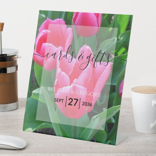 Elegant roze tulpen Weddenschappen en cadeaus Reclamebord Met Voetstuk (Insitu)