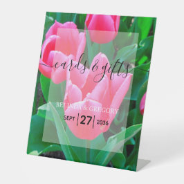 Elegant roze tulpen Weddenschappen en cadeaus Reclamebord Met Voetstuk