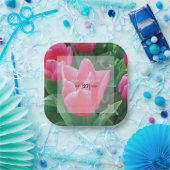 Elegant roze tulps Weddenschap Papieren Bordje (Feest)