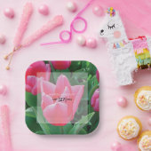 Elegant roze tulps Weddenschap Papieren Bordje (Feest)