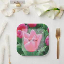 Elegant roze tulps Weddenschap Papieren Bordje