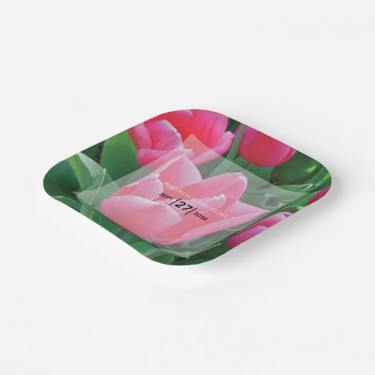 Elegant roze tulps Weddenschap Papieren Bordje (Gebogen)