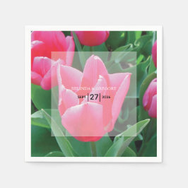 Elegant roze tulps Weddenschap Servet