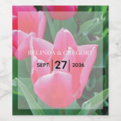 Elegant roze tulps Weddenschap Wijn Etiket (Enkel label)