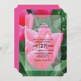Elegant roze Tulps Wedding Invitations Kaart