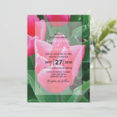 Elegant roze Tulps Wedding Invitations Kaart (Staand voorkant)