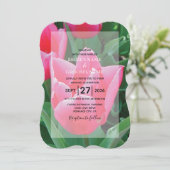 Elegant roze Tulps Wedding Invitations Kaart (Staand voorkant)