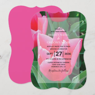 Elegant roze Tulps Wedding Invitations Kaart