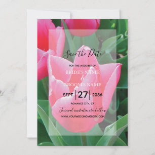 Elegant roze Tulps Wedding Invitations Save The Date