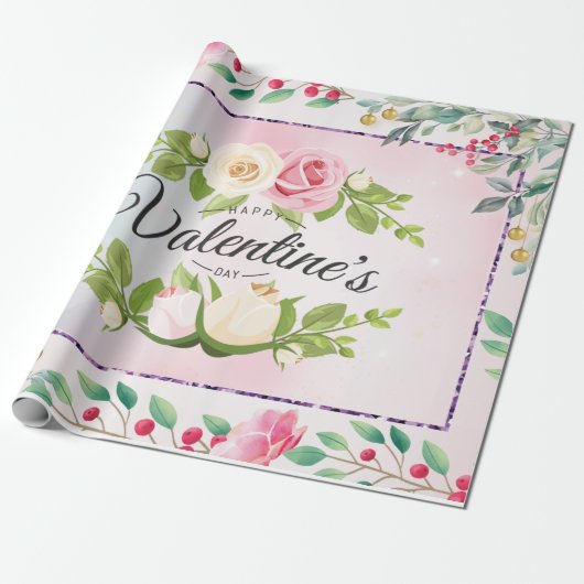 Elegant roze Valentijnsdag Cadeaupapier (Uitgerold)
