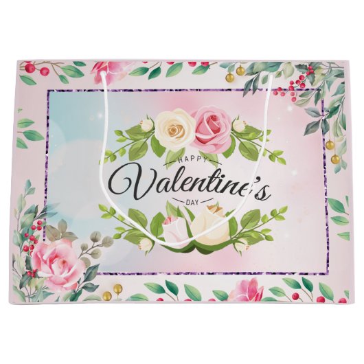 Elegant roze Valentijnsdag Groot Cadeauzakje (Voorkant)