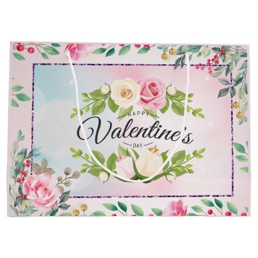 Elegant roze Valentijnsdag Groot Cadeauzakje (Achterkant)
