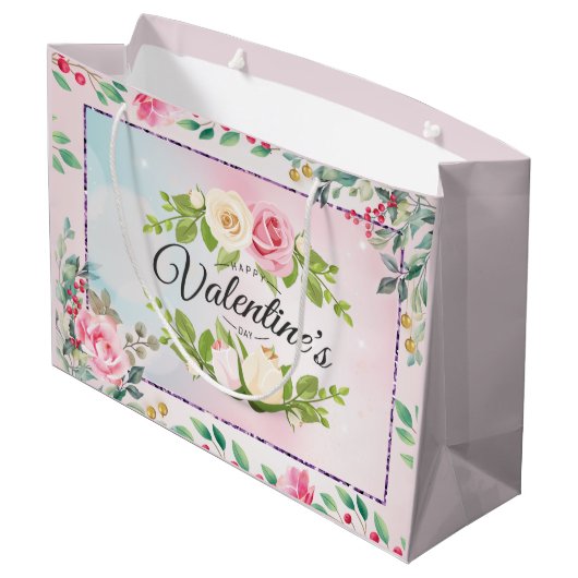 Elegant roze Valentijnsdag Groot Cadeauzakje (Achterkant Gekanteld)