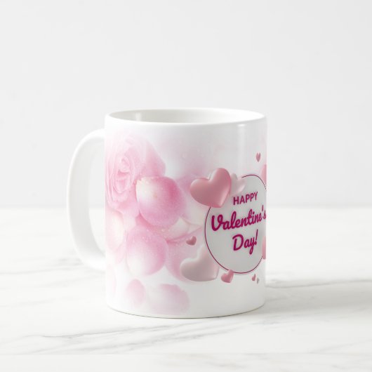 Elegant roze Valentijnsdag Koffiemok (Voorkant links)