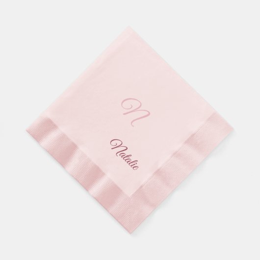 Elegant roze vaste kleur monogrammen servet (Hoek)