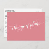 Elegant roze verandering van plannen uitgestelde b briefkaart (Voorkant / Achterkant)
