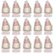 Elegant Roze Verjaardagstaart Contour Sticker (Voorkant)