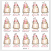 Elegant Roze Verjaardagstaart Contour Sticker (Vel)