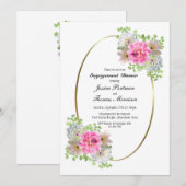 Elegant roze Verloving Kaart (Voorkant / Achterkant)