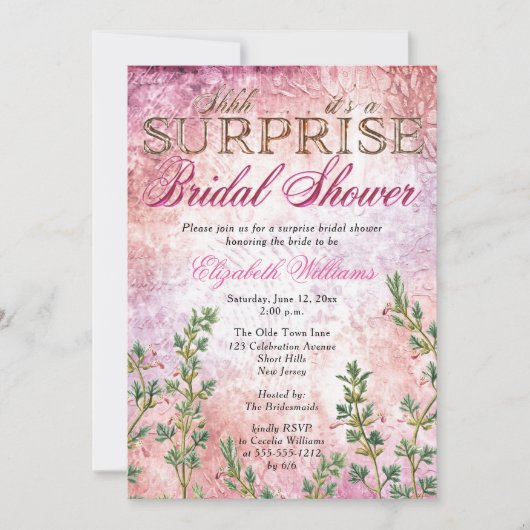 Elegant  roze verrassend Vrijgezellenfeest Kaart (Voorkant)