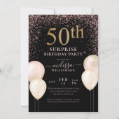 Elegant roze verrassing 50e verjaardag I Kaart (Voorkant)