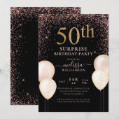 Elegant roze verrassing 50e verjaardag I Kaart (Voorkant / Achterkant)