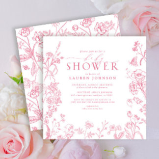 Elegant roze Victoriaans Baby shower Kaart