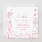 Elegant Roze Victoriaans Bloemen Vrijgezellenfeest Kaart (Voorkant)