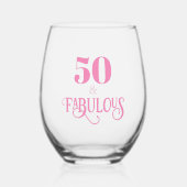 Elegant Roze Vijftig en fantastisch Wijnglas Zonder Voet (Voorkant)