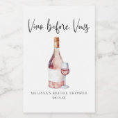 Elegant roze vinino voor Vows Vrijgezellenfeest Fa Wijn Etiket (Enkel label)