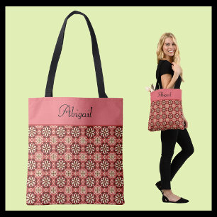 Elegant Roze Vintage Bloemmotief Tote Bag