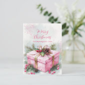 Elegant roze vintage kerst Briefkaart (Staand voorkant)