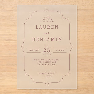 Elegant Roze Vintage Label Acryl Uitnodigingen
