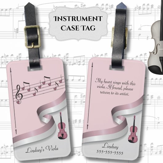Elegant roze Viola Instrument Hoesje Label Bagagelabel