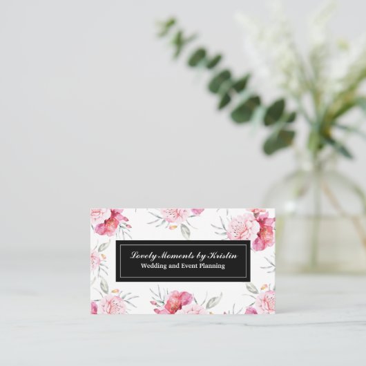 Elegant roze visitekaartje (Staand voorkant)