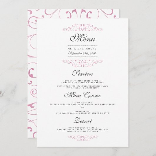 Elegant Roze Vlaams Binnendringmenu Menu (Voorkant / Achterkant)
