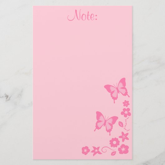 Elegant roze vlinder Girl Briefpapier (Voorkant)