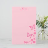 Elegant roze vlinder Girl Briefpapier (Staand voorkant)
