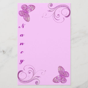"Elegant roze vlinder" mooie uitdrukkingen Briefpapier