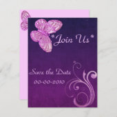 "Elegant roze vlinder" mooie uitdrukkingen Save The Date (Voorkant / Achterkant)