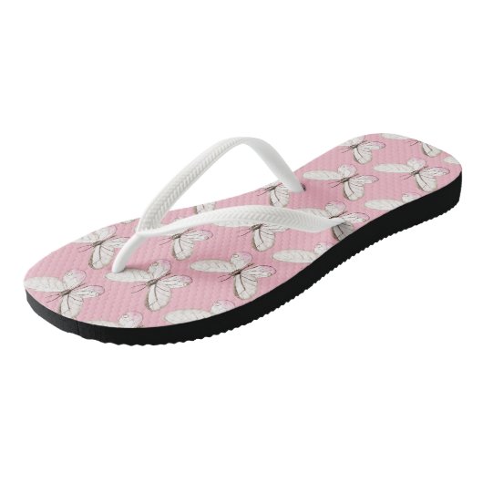 Elegant roze vlinderpatroonpatronen Teenslippers (Schuin)