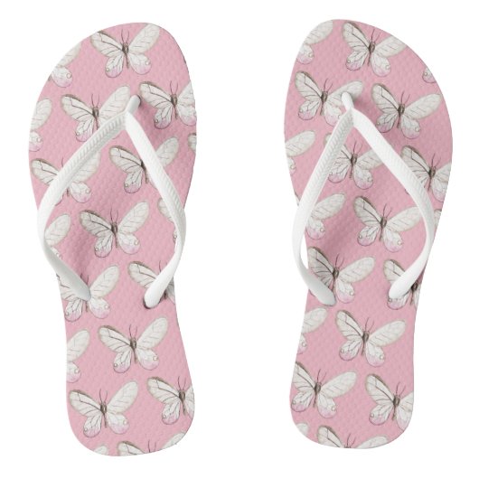 Elegant roze vlinderpatroonpatronen Teenslippers (Voetbed)