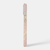 Elegant roze vloeibaar marmer iPhone 15 case (Linkerkant)